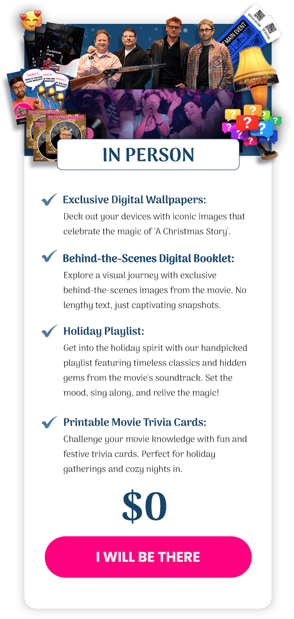 a christmas story live event 2021, in person, network, fans, meet and greet, prizes, trivia, cast members, full day